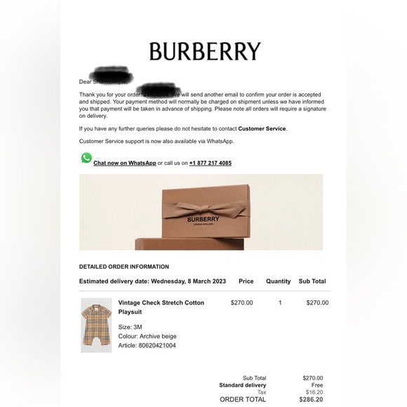 Burberry Vintage Check Stretch Cotton PlaySuit - Picture 5 of 5